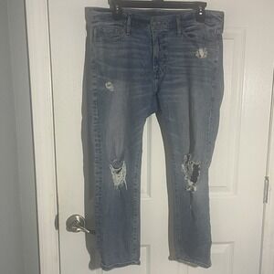 Abercrombie & Fitch Skinny Crop Jeans Womens 32x30 Distressed Stretch Denim